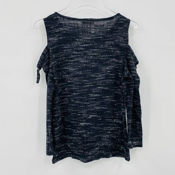 Rag & Bone Size Medium Black Spacedye Tied Cold Shoulder Knit Top Long Sleeve - Picture 6 of 6